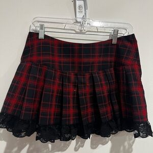 Current Mood Tartan Mini Skirt with Lace
